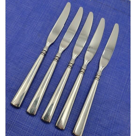 Oneida EASTON All Glossy Stainless Flatware 9 3/8" Dinner Knives Set of 5 - Picture 2 of 6